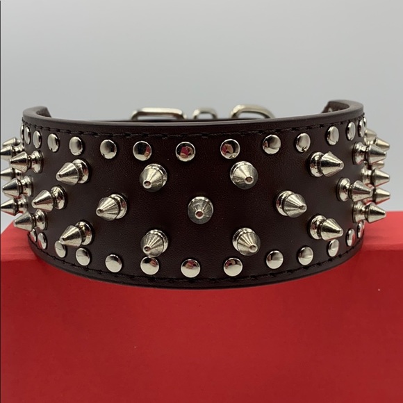Brown decorative studded collar for DOG PET - Picture 2 of 16